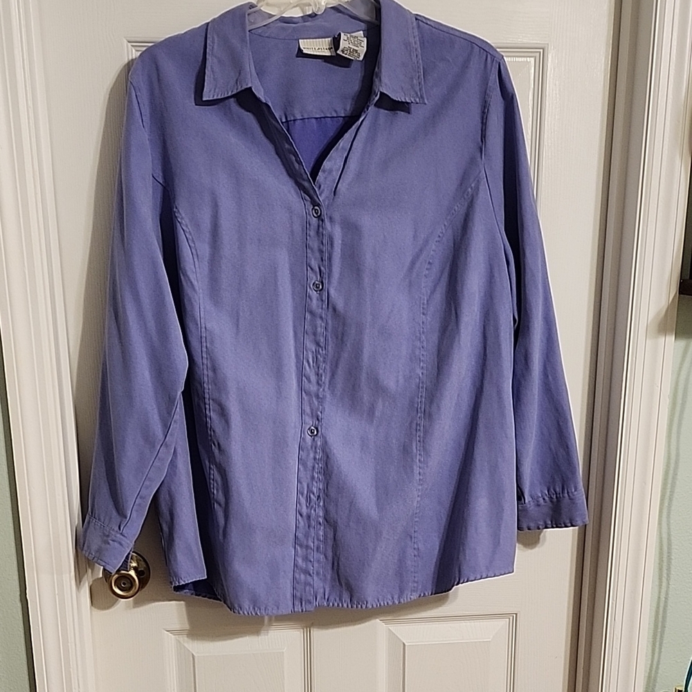Purple Button-Up Shirt White Stage 3X
